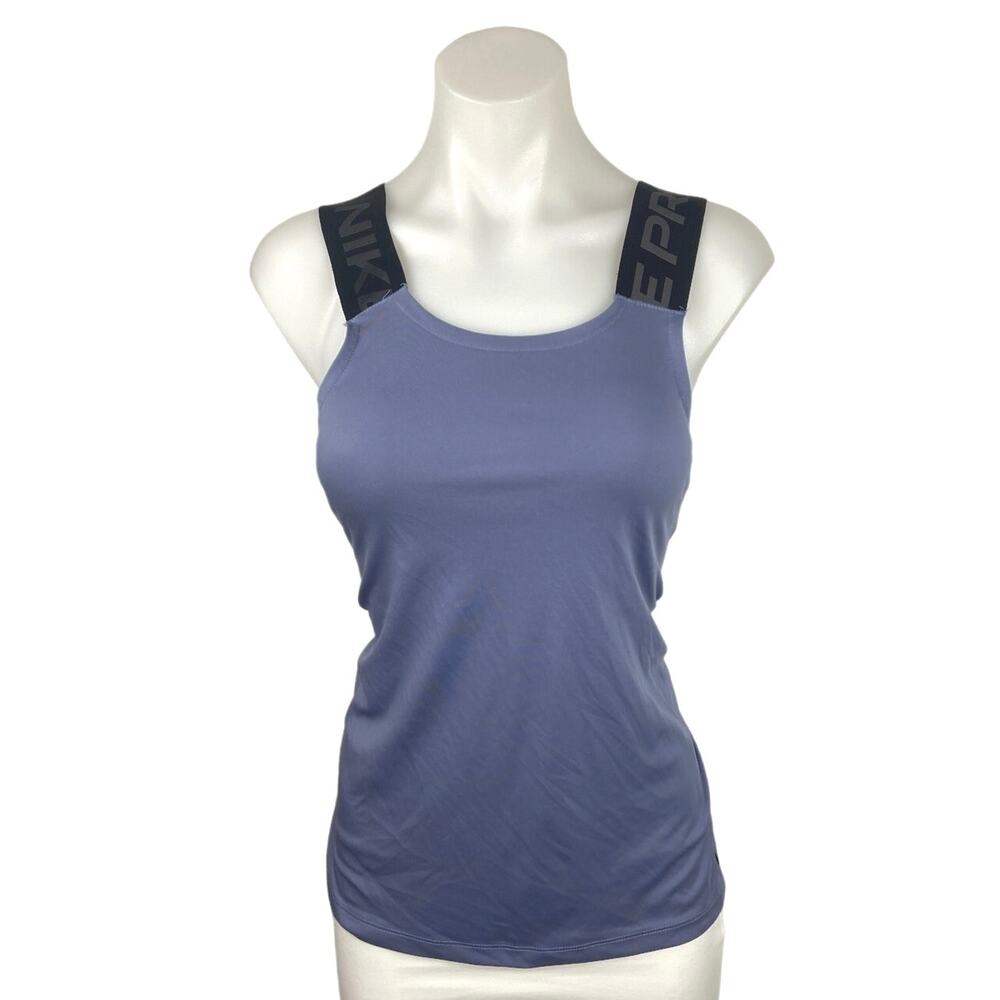 Nike Pro Dri Fit Purple Elastic Logo Band Cross Strap Scoop Neck Tank Top Size M
